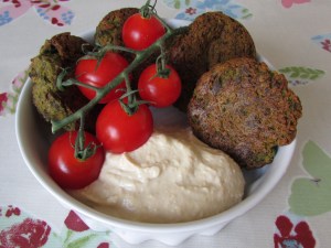 Homemade gluten free greens falafels