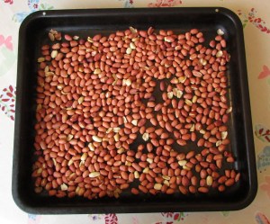 Roasting peanuts to make organic peanut butter