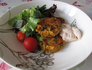 Sweet potato falafel with tahini dressing