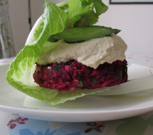 Beetroot and feta burger